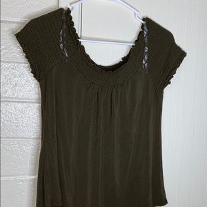 Army Green Off-The Shoulder Top